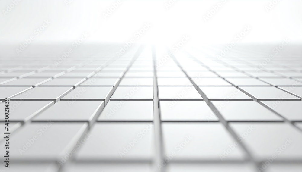 Poster a clean, minimalistic surface of white tiles extends into the distance, creating a sense of depth an