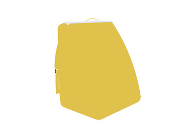 Flat Design Graphic of a Modern Yellow Rucksack with Straps and Accents, Graphic Representation of a Yellow Daypack with Adjustable Straps and Handle, Colorful Vector Illustration on a PNG Transparent