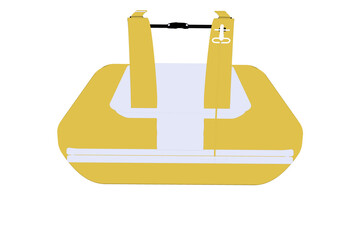 Flat Design Graphic of a Modern Yellow Rucksack with Straps and Accents, Graphic Representation of a Yellow Daypack with Adjustable Straps and Handle, Colorful Vector Illustration on a PNG Transparent