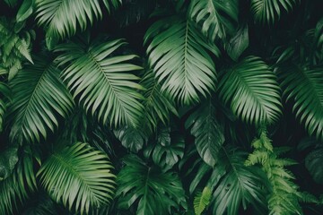 Lush tropical foliage. Lush green leaves, various shapes and sizes, create a dense, vibrant backdrop