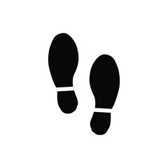 Simple black shoe print icon on a white background, ideal for signage, navigation, safety instructions, pedestrian symbols, or minimalist design projects.