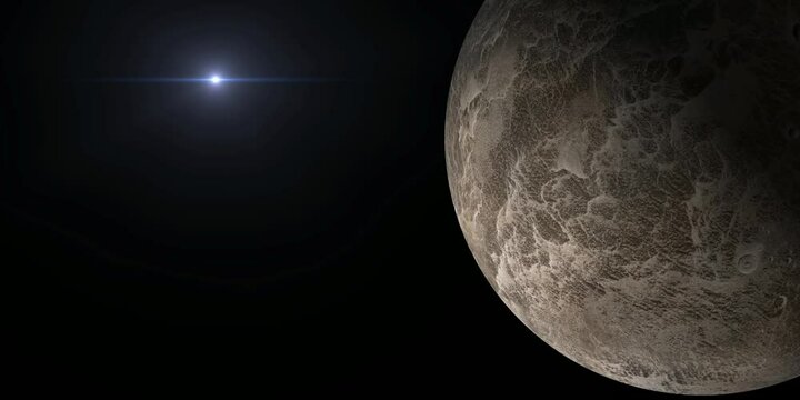 A detailed and realistic 3D illustration of a fictional planet inspired by Ceres, floating in the vastness of deep space. 