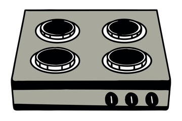 Fototapeta premium Modern Stove Line Drawing Vector Art