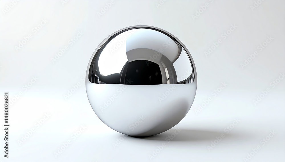 Poster a shiny, reflective metallic sphere sits on a smooth surface, showcasing a minimalist design with so