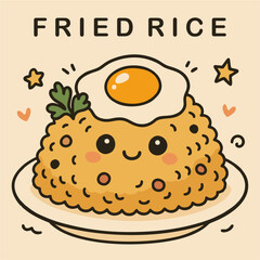 doodle vector with cute fried rice shape