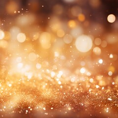 Glowing glittery lights in warm golden tones, scattered across the frame with a radiant shimmer, evoking a festive