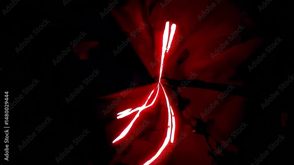 Poster mysterious red light emanating from the darkness in a dark room with subtle shadows and shapes