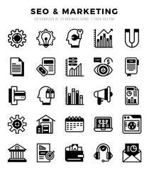 Set of SEO & Marketing icons. Vector Illustration.