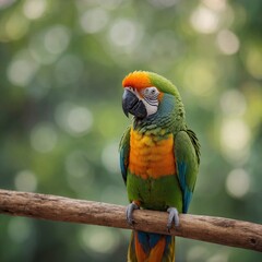 Obraz premium Elegant Parrot bird on piece of wood