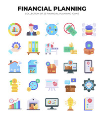 Financial Planning Icon Set. 25 Colorful Icons for Business and Investment