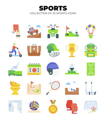 Collection of 25 Sport Icons. Flat Design