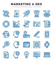 Vector icons set of Marketing & SEO. Two Color style Icons.