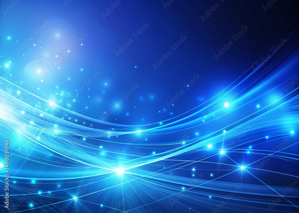 Poster abstract blue background with light lines: copy space for text or design elements