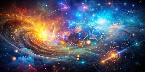 Abstract Cosmic Nebula: Bokeh Starfield Texture with Scientific Data Overlay