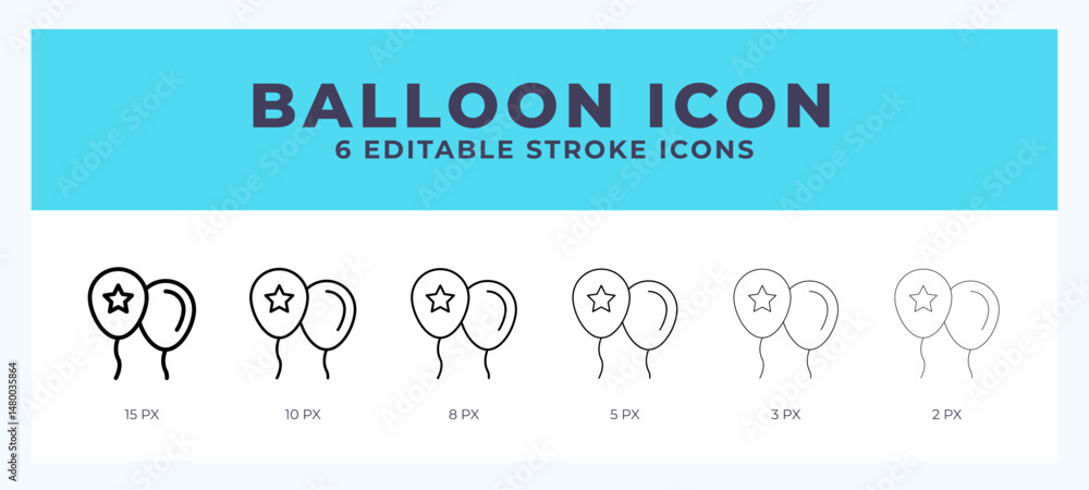 Poster balloons editable line icon. vector illustration with different stroke.