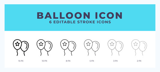 Balloons editable line icon. Vector illustration with different stroke.