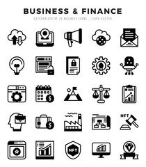 Vector Business & Finance types icon set in Lineal Filled style. vector illustration.