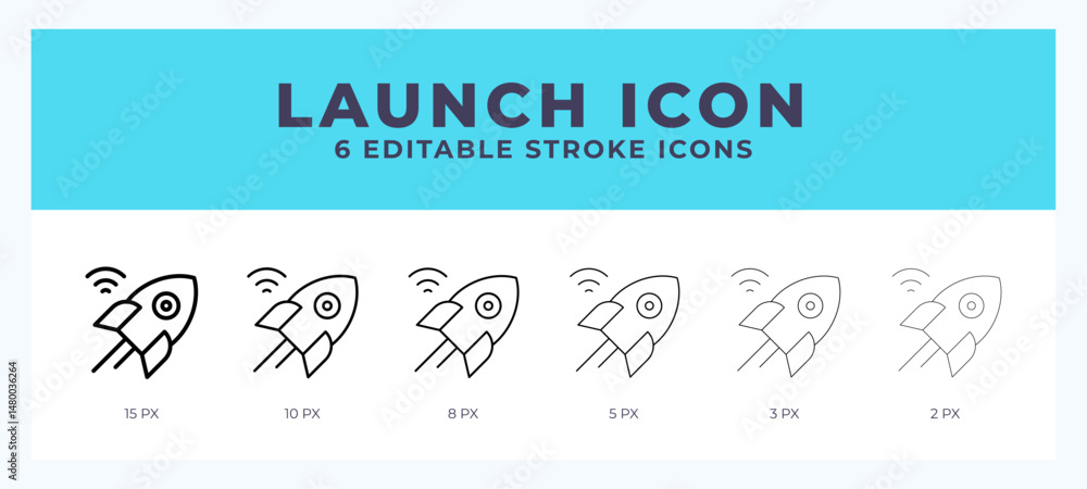 Poster launch icon with different stroke. vector illustration.
