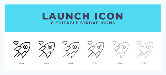 Launch icon with different stroke. Vector illustration.