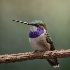 Fototapeta premium Violet-crowned Hummingbird bird on piece of wood.