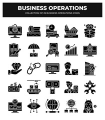 Collection of 25 Business Operations Icons: Streamline Your Workflow