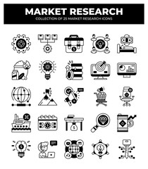Collection of 25 Market Research Icons: Business Strategy. Data Analysis. and Marketing