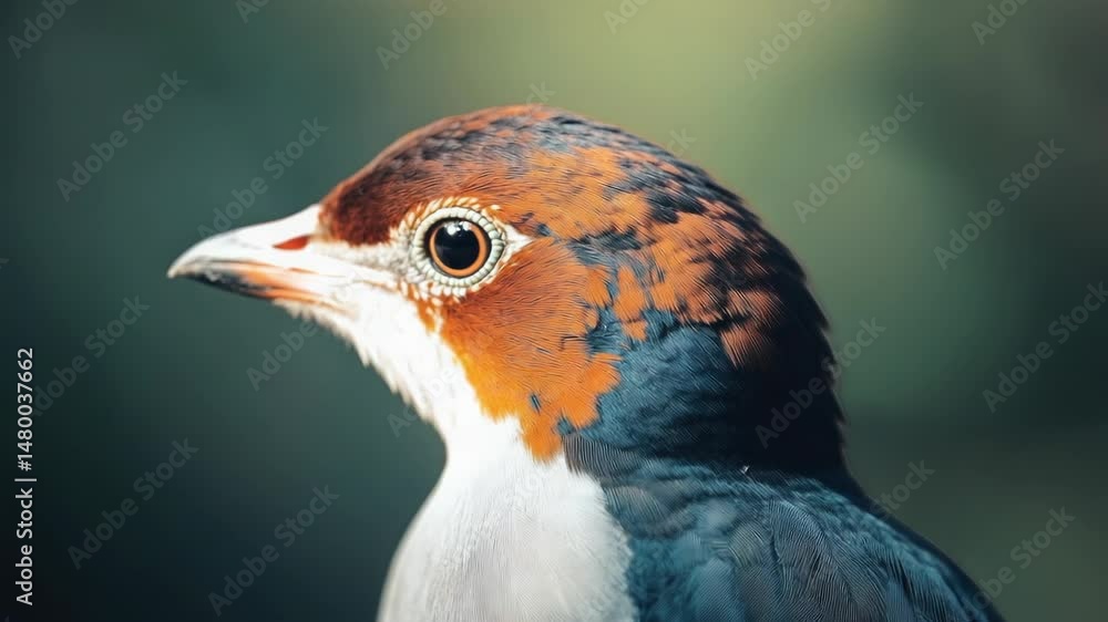 Poster a close-up shot of a bird's face with a blurred background