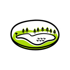 Fototapeta premium Nature Illustration with Lake and Trees on Transparent Background