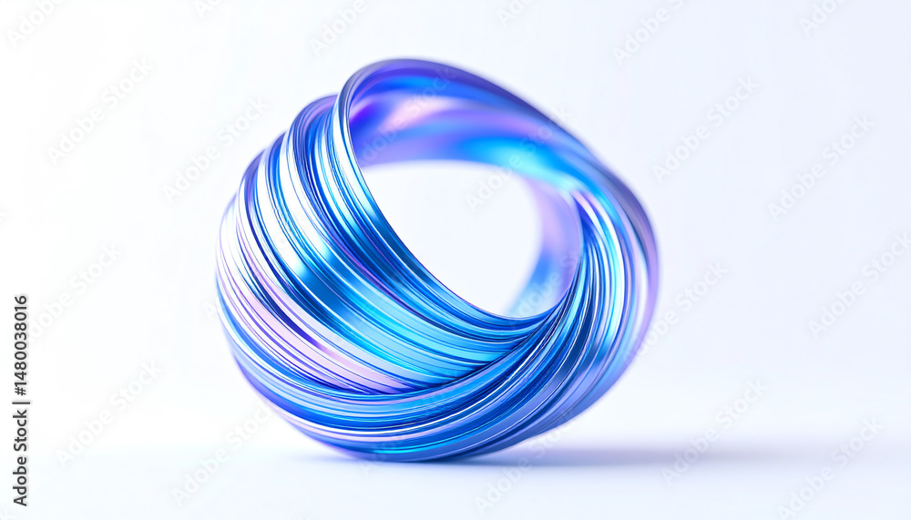 Poster a colorful, swirling metallic sculpture with smooth lines and a reflective surface, creating a mesme