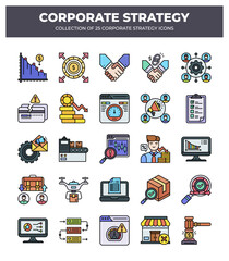Collection of 25 Corporate Strategy Icons for Business Planning