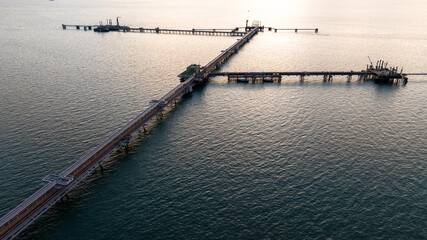 Aerial view industrial oil and gas pipeline system, Energy industry pipeline structure oil and gas...