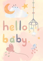 Baby girl card greeting celebration illustration 