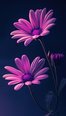 Vibrant pink flowers in dark background