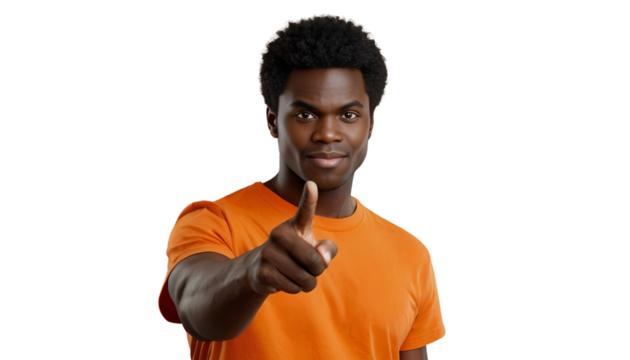 Young Man Pointing Finger, Transparent PNG, Choice Concept,