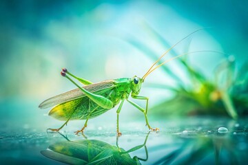 Abstract Green Watercolor Insect Wallpaper Pattern - Minimalist Nature Design