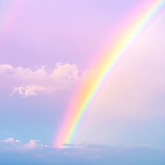 A breathtaking sky painted in vibrant rainbow hues, blending seamlessly from deep violet to bright red, with soft clouds accentuating the colors.