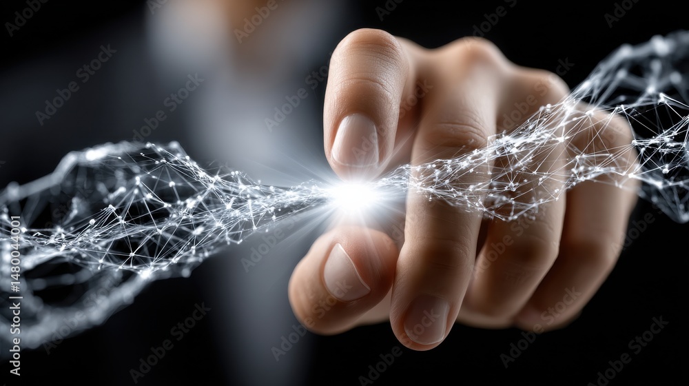 Aufkleber a hand is pointing at a white line that is connected to a black line