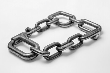 Obraz premium Metal chain links forming a square shape on white background