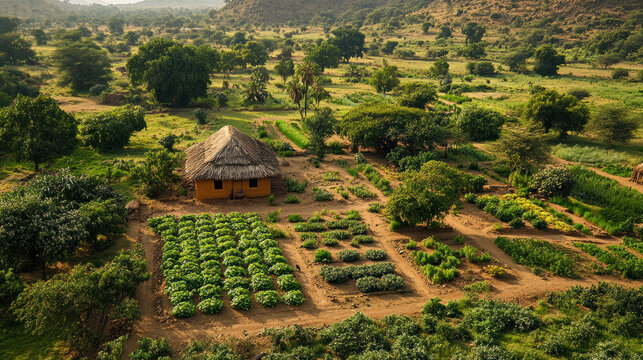 Sustainable farming in arid regions using ancient water conservation techniques like zai pits and contour planting