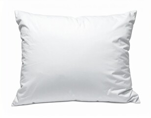 Isolated shot of a white, soft pillow on white backdrop, with folds and soft shadows