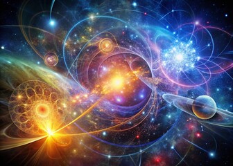 Abstract Physics Formulas: Colorful Energy Equations, Scientific Background, Conceptual Art