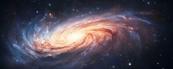 Spiral galaxy with luminous center in deep space.