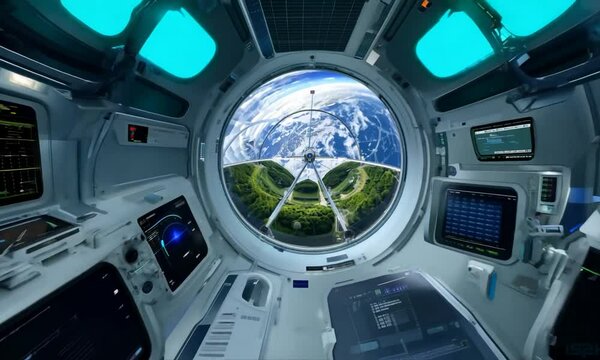 interior of futuristic internation space station
