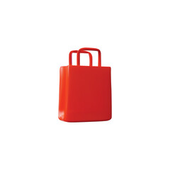 3D vector icon of red empty shopping bag with handles.