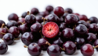 a sweet maqui berry, white background, dark purple, antioxidant, 4k resolution