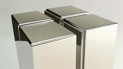 Abstract Metallic Pillars Arrangement: A Modern Art Piece with Gleaming Silver Surfaces - Powered by Adobe