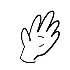 sketch image of a hand object with transparent background,