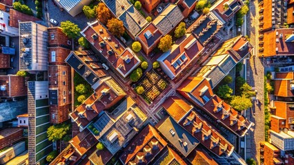 Fototapeta premium Aerial Drone Shot: Diverse Brick Patterns for Design Inspiration - Architectural Textures