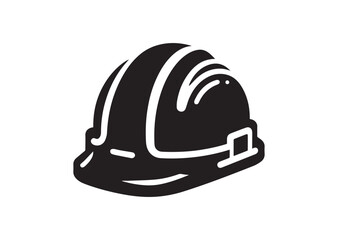 Hard hat Icon, Hard hat Silhouette Black Vector White Background
