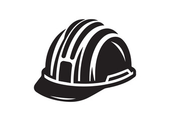 Fototapeta premium Hard hat Icon, Hard hat Silhouette Black Vector White Background